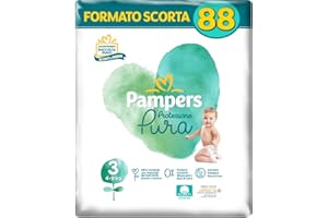 Pampers Protezione Pura Naturello, Pannolini Contenenti Cotone e Materiali Naturali Derivanti dalle Piante, 0% Profumo, Bambini Unisex, Taglia 3 4-9 kg, Pacco da 88