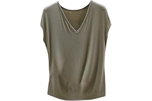 SYDUZAX Femme T-Shirt Sport Col V Sportswear sans Manches Couleur Unie Tee Shirt Sport Yoga Fitness Top D’entraînement Port Quotidien Hauts Tunique Casual Loose Vêtements Coupe Amples de Base Shirts