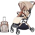 SONARIN Lightweight Stroller,Compact Travel Buggy,One Hand Foldable,Five-Point Harness,Upgraded Wheels,Great for Airplane(Khaki)