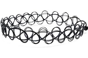 EROSPA® Tattoo Stretch-Halsband/Kropfband/Armband/Beinband - Damen/Frauen - Retro/Vintage/Punk/Gothic - Schwarz