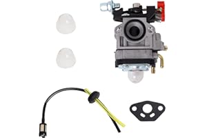 Carburateur Compatible avec Walbro Type WYJ 26cc-33cc Débroussailleuses et Tondeuses à Gazon avec Entretoise de Pompe Primaire Ensemble de Tuyaux de Carburant Déplacement par Poweka