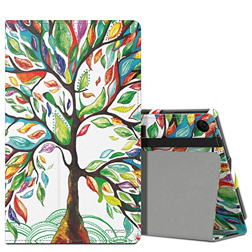 MoKo Hülle für Fire HD 8 2016 - Kunstleder Ständer Schutzhülle Smart Cover mit Auto Schlaf / Wach Funktion und Stift-Schleife für Fire HD 8 Tablet (6. Generation - 2016), Glück Baum