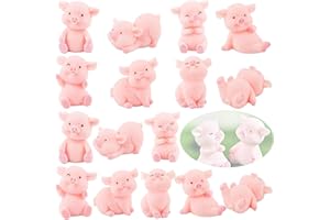 Tydezjl 24 Stück Glücksschweinchen Figur, Rosa Glücksschwein Miniatur Garten Ornamente Kleine Glücksbringer Silvester Deko, Harz Schweinchen DIY Handwerk Kuchen Topper fur Silvester Weihnachten Party