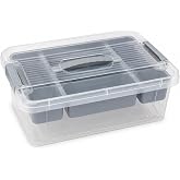 Orret Home B&ouml;lmeli ve Katlı Plastik Organizer Makyaj D&uuml;zenleyici &ndash; Kilitli Takım Sandığı Organizer Kutu, Taşıma Kulplu &Ccedil;ok Am