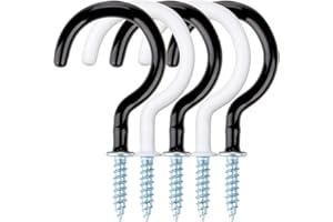 H&S Haki na kubki 18 szt. 5,9 cm wkręcane haki sufitowe uchwyt na kubek pokryte tworzywem sztucznym czarny biały