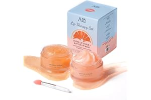 ANAI RUI ANAiRUi Lip Scrub and Mask Set - Grapefruit Overnight Lip Mask & Sugar Lip Exfoliator Scrub for Lips, Collagen Lip Mask, Lip Balm, and Moisturizer for Smooth, Soft, and Plump Lips