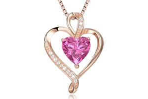 LAVUMO Collares Mujer Amor Colgante de Corazón Oro Rosa Plata de Ley 925 Collares de Mujer,Joyas Regalos para Esposa, Mamá, Novia, Cumpleaños Navidad Aniversario día de San Valentín Regalo