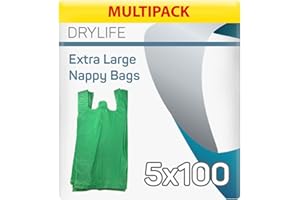 Drylife Grande Sacs à couches Jetables Parfumés à la Pomme - 5 Paquets de 100