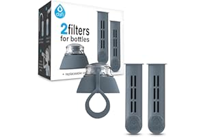 EMBRIIO Embro DAFI Water Bottle Filter Replacement 2-Pack and Bottle Cap - Grey