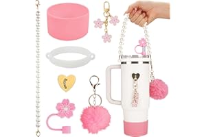 PROWITHLIN Set di Accessori per Stanley Cup da 7 Pezzi - Incluso Stivale in Silicone, Maniglia per Bottiglia d'Acqua, Cappuccio per Cannuccia, Charms Stanley per Tumbler da 800ml -1100ml