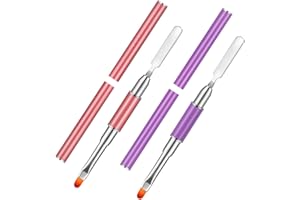 Fingertoys Dual-Ended Polygel Pinsel, 2 in 1 Nageldesign Acryl UV Gel Dual-Ended Poly Gel Pinsel, Poly Gel Pinsel & Picker Nagel Werkzeugen Zubehoer für Acryl Nägel Verlängerung(Violett+ Pink)