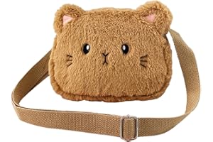 Pro-Noke Women Girls Cute Plush Crossbody Bag - Lovely Mini Shoulder Bags Great Birthday Christmas (Brown)