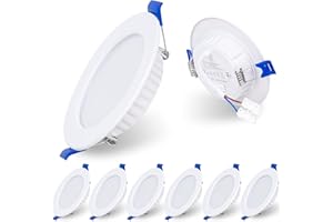 QINGMIAO LED Recessed Ceiling Lights 7W 230V Ultra Slim LED Downlights, Warm White Neutral White Cool White, IP44 Dimmable Spotlights for Bathroom Kitchen Living Room,White 6 Pack