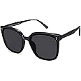 SOJOS Sunglfor Women Men Vintage Style Shades SJ2157 with Black Frame/Grey Lens