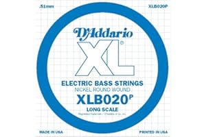 D'Addario .020 Plain Steel Long Scale Single String for Bass Guitar