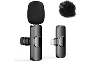 HZBWCO Wireless Lavalier Microphone Compatible with iPhone, 2.4GHz, Plug-and-Play, Mini Clip-On Mic for Video, Podcast, Interview, YouTube – 1 Mic