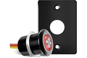 acegoo Husbil Ljus Dimmer strömbrytare, 12V Tryckknappsdimmer med rött ringljus för Husbil Skåpbil Båt Lastbil Bilar Belysnin