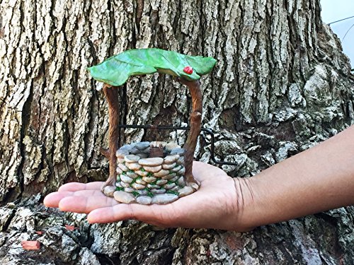 Miniatur Wunschbrunnen mit beweglichen Griff und Wassereimer für Gartenzwerge – ein Feengarten Accessoire - 4