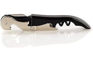 Qpractiko | Cavatappi cameriere | Acciaio inossidabile, spirale teflon, lama taglia-capsule, aprilamiera integrato | Design ergonomico | Apertura bottiglie vino