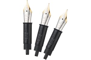 LANXIVI Jinhao 82 - Set di 3 penne stilografiche con tratto nero (EF, F e M), finiture dorate, compatibili con penna stilografica Jinhao 82, 88, 95