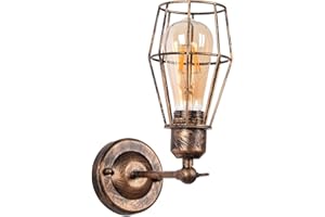 TWSXTE Applique da parete interno vintage, E27 Retrò Lampada da parete, paralume regolabile della presa,per la caffetteria Loft Cucina soggiorno e camera d'albergo (senza lampadina)