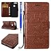 Produktbild EUWLY Lederhülle für [Huawei Honor 8], Ledertasche Handytasche Lederhülle Tasche Wallet Hülle im Bookstyle Handyhülle für Huawei Honor 8, Niedlich Karikatur Mandala Orient Indien Elefant PU Leder Flip Tasche Case Brieftasche Ledertasche Schutzhülle Etui Schale Magnetverschluss Hülle Handyhülle Kartenfächer Standfunktion für Huawei Honor 8 + Blau Eingabestift-Elefant,Braun