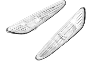 Akozon Cubierta de la luz de señal de giro del coche Cubierta de lámpara de marcador lateral de 1 par 63137165915 63137165916 Para E46 325i E46 325xi E46 330i E46 330xi (sin luz)(Transparente)