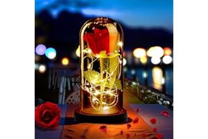 ASANMU Rosa Eterna Regalo Mamma, Rosa Stabilizzata Vera In Vetro con Luci LED Regali Matrimonio Decorazioni Mamma Regalo Compleanno Mamma Regali per Donna Moglie Lei Fidanzata Matrimonio Compleanno