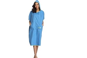 FLYILY Microfibre Surf Poncho Towel with Hood Bath Robe for swimming and beach changing One Size Fit All adults