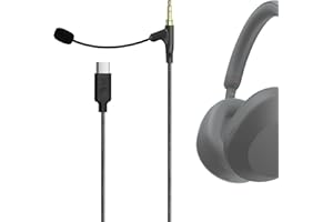 GEEKRIA Boom Mic Headphones Cable Compatible with Sony WH-1000XM5, Skullcandy Crusher ANC 2, Beats Solo 4, USB C Jack Replacement Cord with Boom Microphone for Gaming & Meeting (5.6 ft)