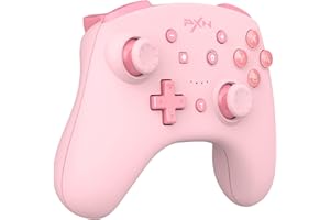 PXN 9607X Wireless Switch Controller, Switch Pro Controller con Hall Effect Joystick, Turbo, NFC per Amiibo, Vibrazioni, e 6-Axis Gyrosko, Controller per Switch, Switch Lite & OLED - Rosa