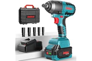 ENEACRO Wysokowydajna akumulatorowa wkrętarka udarowa 1/2 cala, 20 V, moment obrotowy 700 Nm, bezszczotkowa wkrętarka udarowa z 3 prędkościami, światło LED, akumulator 4000 mAh, szybka ładowarka