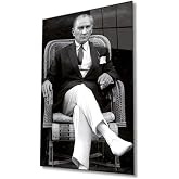 Atat&uuml;rk Portresi Cam Tablo, Ev ve Ofis Duvar Dekoru, Hediyelik B&uuml;y&uuml;k Temperli 4 mm Cam Tablo