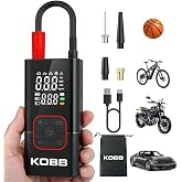 KOBB KB412 Şarjlı Dijital Lastik Şişirme Pompası, 150 PSI, Powerbank, LED Lamba, Li-ion, 1800mAh, 13x6.5x5 cm