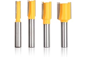 FESSOSKO 4pcs Fraise Defonceuse 8mm Fraise Droite à Queue de 8 mm Routeur de Fraise à Bois Fraises pour Défonceuses (6mm 10mm 12mm 16mm)