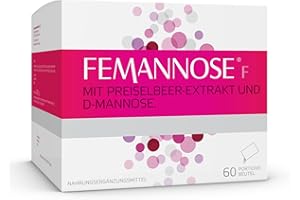 ‎FEMANNOSE FEMANNOSE F - 60 x Trinkgranulat mit 2.000 mg D-Mannose und Preiselbeer-Extrakt für die Blase | vegan, laktosefrei, glutenfrei | Blasengesundheit | gut verträglich
