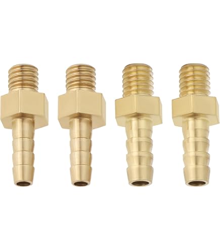 KAYRAM Lot De 5 Raccords Tuyau Cannelé En Laiton - Filetage Mâle M3 M4 M5 M6 M8 M10 M12 - 3mm 4mm 5mm 6mm 8mm 10mm 12mm