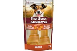 SmartBones Moyen à la Patate Douce – 2 Os à Mâcher Moyens Sans Peau d'Origine Animale pour Chien Adulte de Taille Moyenne - Très Faible teneur en Matières Grasses - Enrichi en Vitamines et en Minéraux