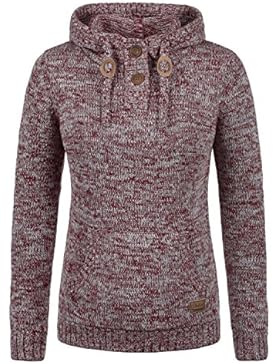 DESIRES Philaria Damen Strickpullover Hoodie Grobstrick mit Kapuze aus 100% Baumwolle Meliert