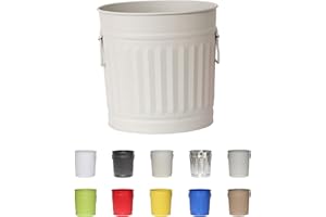 Jinfa Bidone in metallo pattumiera secchio spazzatura contenitore cibo animali | SOLO secchio senza coperchio | Grigio | Misura: S Ø 21cm | Vol. 7 litri