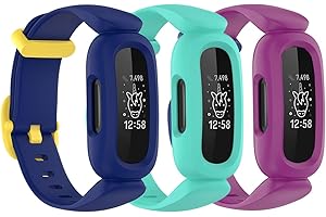 honecumi 3 Pack Ace 3 Straps Compatible with Fitbit Ace 3 Watch Bands for Kids Children Girls Boys Colorful Skin-Friendly Ace 3 Watch Strap Wristband Bracelet Replacement Accessory for Boy Girl Gift