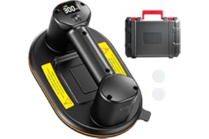 JUYLTOOL 24cm Akku Saugheber mit 300KG Saugkraft,2 Motoren,Akku Vakuum Saugheber Fliesenheber Glassauger mit Auto-Nachsauge-Funktion & LCD-Anzeige für Saugkraft & Akkulaufzeit,4000 mAh Akku