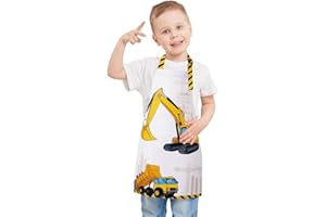 WERNNSAI Kinderschürze - Wasserdicht Polyester Schürzen für Kinder Jungen Mädchen mit Verstellbarem Gurt und Tasche Küche SchürzenKochen Backen Malen (2-12Jahre)