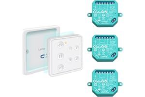 LoraTap Module Volet Roulant Sans Fil, 3 en 1, Avec RF Télécommande, Emetteur Radio 868Mhz, Interrupteur Commutateur Rideau Stores, Relais Mural