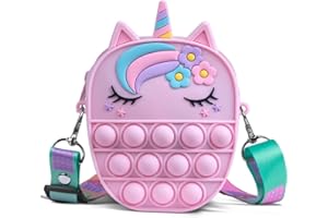 Pop Bolso It, Sichy Pop Bubble Push It Bolsa de Hombro, 2 en 1 Unicornio Juguete Antiestrés y Ansiolítico, Push Pop Bubble Bolso de Juguetes Sensoriales con Bandolera de Longitud Ajustable para Niños