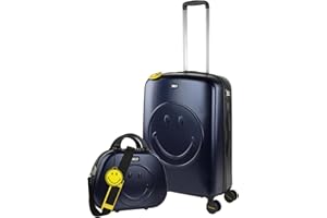 Smiley Originals - Maletas de Viaje de la Firma Smiley. Juego Maletas 4 Ruedas - Juego de Maletas de Viaje - Juego Maletas de Viaje Ligeras. Candado de combinacion, Azul-Negro