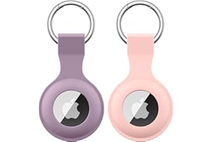 Oumida 2 Pièces Étuis pour Apple AirTag 2021, Coque de Protection pour Airtag avec Porte Clés, Léger et Anti-Rayures, Violet+Rose