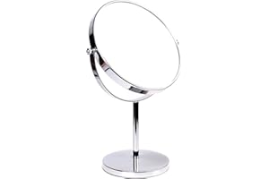 HIMRY Espejo de Baño 8" Aumento 7X para Afeitar y Maquillar, Espejo de Mesa Cosmética Espejo, con Doble Cara： 1x y 10x Ampliación, Rotación 360 Grados, 8 Pulgadas, 20cm, Plateado, KXD3108-7x