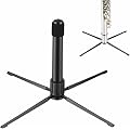 Dexpally Support de Flûte Traversière Pliable Pied de Trompette, Support 4 Pattes pour Flûte Traversière et Clarinette, pour Hautbois, Stand d'Instrument de Musique pour Musiciens et Étudiants