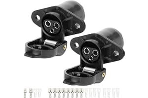 ETUKER 2X Prise Remorque 3 Broches 12V 24V Prise Attelage Tracteur Fiche 3 plots Femelle pour Agricole Véhicule